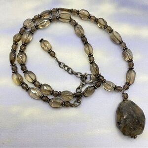 Glass Beads & Natural Stone Pendant Necklace
